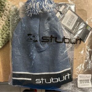 Blue Knit Pom-Pom Beanie